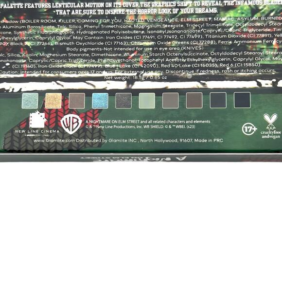 Glamlite + A Nightmare On Elm Street Freddy Krueger Eyeshadow Palette Collab NIB - Picture 6 of 9